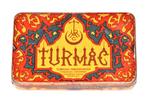 blik Turmac Orange 25 cigarette tin bruine letters, Ophalen, Gebruikt, Overige, Overige merken