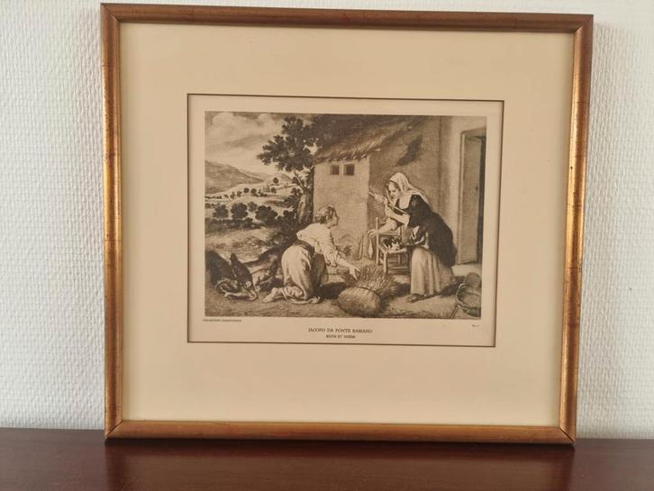 Goudstikker Jacopo Bassano  Ruth en Noemi - Ingelijste Prent, Antiek en Kunst, Kunst | Etsen en Gravures, Ophalen of Verzenden