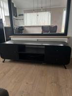 Zwart metalen TV meubel - 160x45x50 cm, Huis en Inrichting, Kasten | Televisiemeubels, Ophalen, 150 tot 200 cm, Zo goed als nieuw