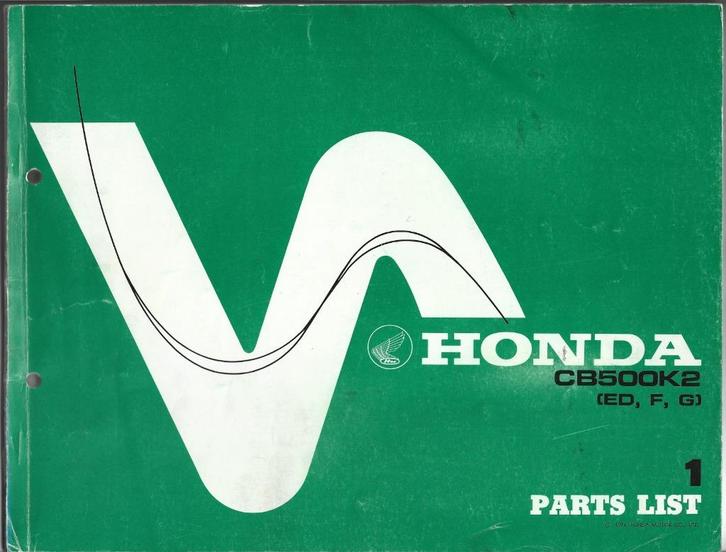 Honda CB500 K2 parts list (4873z) motor, Motoren, Handleidingen en Instructieboekjes, Honda, Verzenden