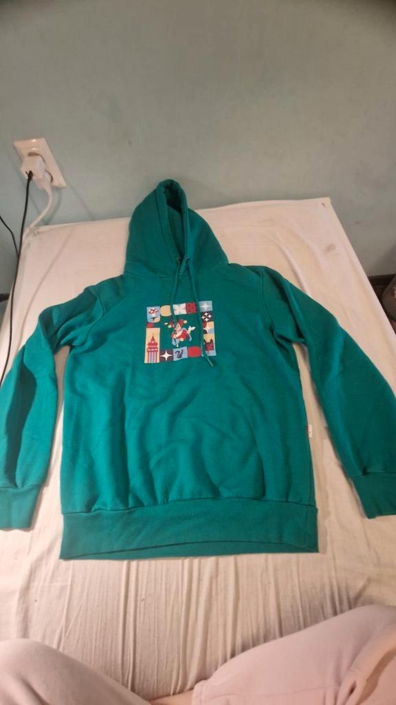 Groene Hoodie met Print van de Efteling., Kleding | Dames, Truien en Vesten, Zo goed als nieuw, Maat 36 (S), Groen, Ophalen