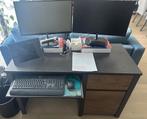 Strak bureau zwart / hout motief, Ophalen of Verzenden, Gebruikt, Bureau