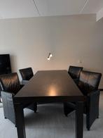 Luxe eetkamerset MET verstelbare leren Goossens Riva stoelen, Ophalen, Gebruikt