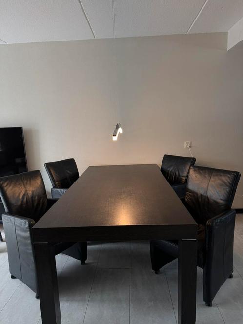 Luxe eetkamerset MET verstelbare leren Goossens Riva stoelen, Huis en Inrichting, Complete eetkamers, Gebruikt, Ophalen