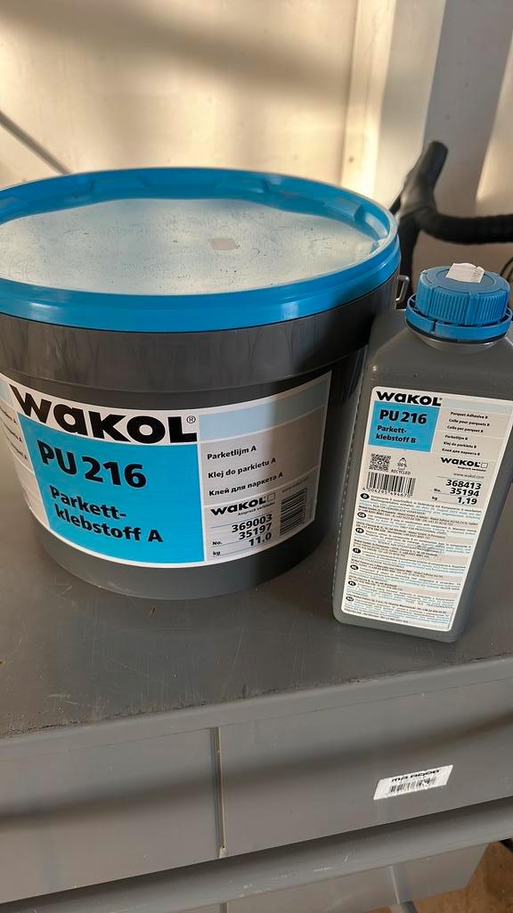 WAKOL PU 216 Parketlijm 2-componenten (Nieuw / Over), Doe-het-zelf en Verbouw, Verf, Beits en Lak, Zo goed als nieuw, Ophalen of Verzenden