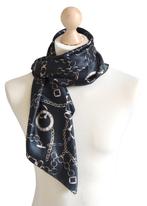 Vintage foulard, shawl, Gerry Weber, zwart chains, Kleding | Dames, Mutsen, Sjaals en Handschoenen, Verzenden, Maat 46/48 (XL) of groter