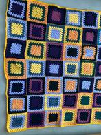 Vintage Gehaakt Plaid - 120x220 wollen deken, Ophalen of Verzenden, Zo goed als nieuw