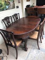 Antieke tafel met 6 stoelen, Chippendale (engels), Ophalen of Verzenden, Gebruikt