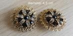 Vintage Oorbellen (clips) bloem, metaal, Ophalen, Gebruikt, Zwart, Overige materialen
