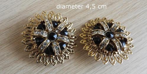Vintage Oorbellen (clips) bloem, metaal, Sieraden, Tassen en Uiterlijk, Oorbellen, Gebruikt, Overige materialen, Zwart, Ophalen