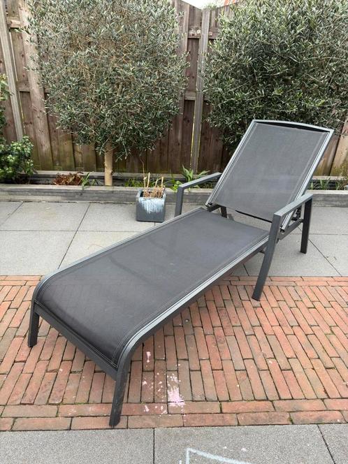 Hartman ligbed tuin loungebed - antraciet grijs - staal, Tuin en Terras, Ligbedden, Gebruikt, Aluminium, Ophalen