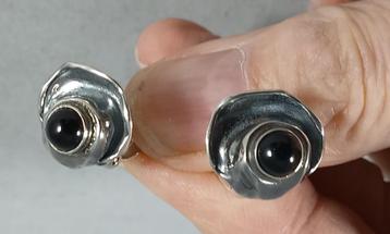 2 zilveren oorbellen cabochon klem antiek 925 zilver beschikbaar voor biedingen