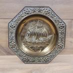 Koperen bord met schip, Ophalen of Verzenden
