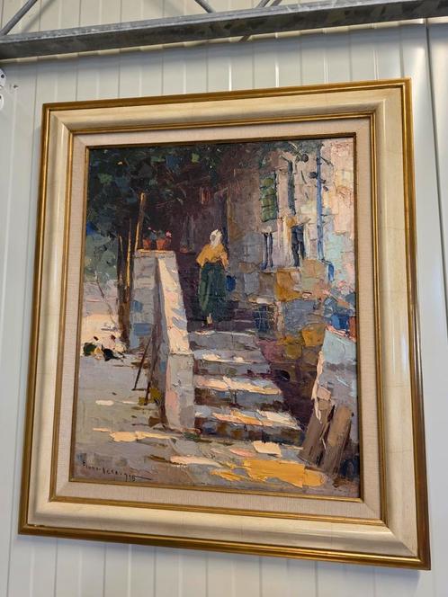 Mooi groot antiek Frans schilderij, Antiek en Kunst, Kunst | Schilderijen | Klassiek, Ophalen