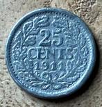 25 cent 1911 Wilhelmina, Postzegels en Munten, Munten | Nederland, Ophalen, Zilver, 25 cent, Koningin Wilhelmina