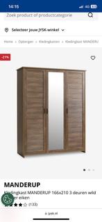 Moet snel weg JYSK MANDERUP 3 deurs kast met spiegel, Huis en Inrichting, 200 cm of meer, Eikenhout, Ophalen of Verzenden, Zo goed als nieuw