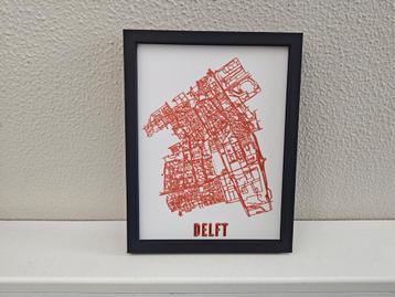 Unieke 3D Geprinte Stadsplattegrond van Delft wit / koper beschikbaar voor biedingen