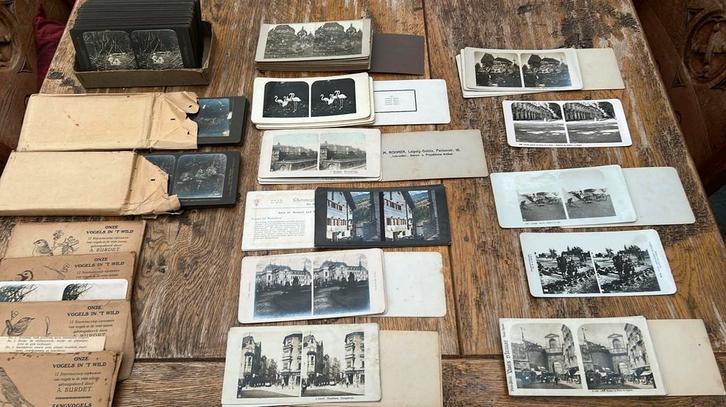 Diverse antieke stereoscoop afbeeldingen platen, Antiek en Kunst, Antiek | Overige Antiek, Ophalen of Verzenden