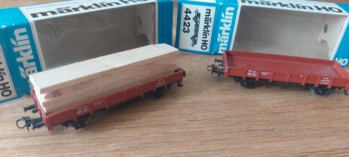2 Märklin DB lageboordwagens artnr 4423 in ovp, Hobby en Vrije tijd, Modeltreinen | H0, Zo goed als nieuw, Wagon, Wisselstroom