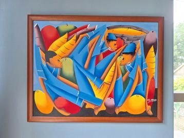 Haïtiaanse stijl schilderij - N. Bertrand beschikbaar voor biedingen