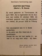 Zr Bours 1921 Terwinselen 1976 Tilburg, Ophalen of Verzenden, Bidprentje