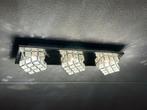 Moderne plafondlamp met 3 glazen kubussen kristallen, Ophalen of Verzenden, Zo goed als nieuw, Glas