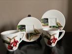 2 Nespresso espresso kopjes+schoteltjes bloemen, Ophalen of Verzenden, Zo goed als nieuw, Overige stijlen, Kop(pen) en/of Schotel(s)