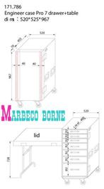 Rack case, Flightcase, Ladenkast, PRO 7 werkkast + tafel, Muziek en Instrumenten, Behuizingen en Koffers, Info@marbeco.nl, Flightcase
