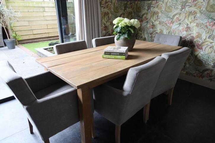 6 stoelen landelijke stijl, Huis en Inrichting, Stoelen, Zo goed als nieuw, Vijf, Zes of meer stoelen, Stof, Overige kleuren, Ophalen