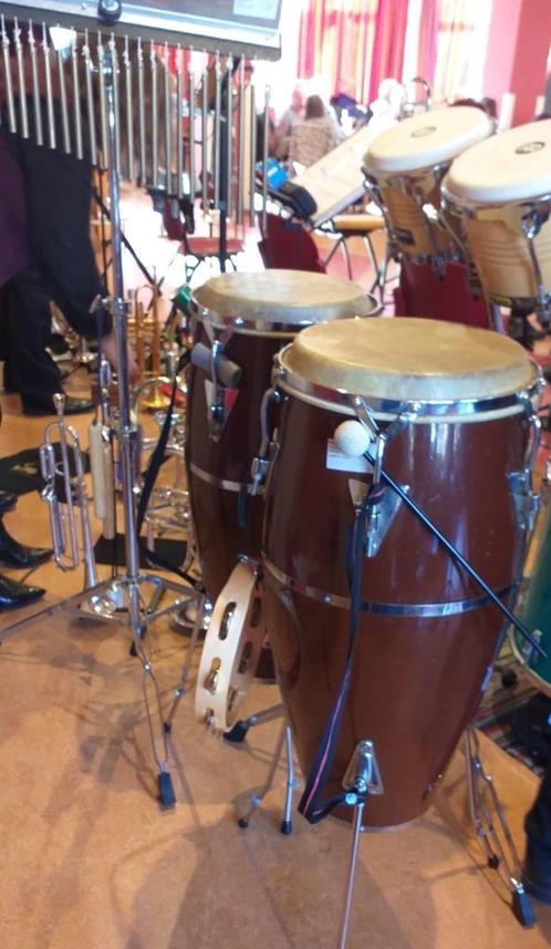 MEINL Congaset, Barchimes en kist met smallpercussie en meer, Muziek en Instrumenten, Percussie, Gebruikt, Overige soorten, Ophalen