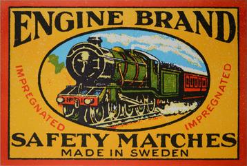 Affiche stoomlocomotief – 'Engine Brand Savety Matches' 1995 beschikbaar voor biedingen