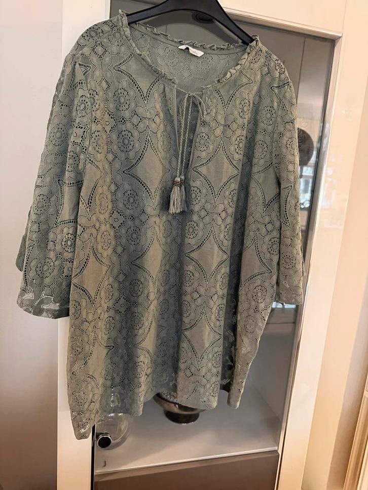 MS Mode Tuniek Maat 52 khaki, Kleding | Dames, Grote Maten, Zo goed als nieuw, Blouse of Tuniek, Groen, Ophalen of Verzenden