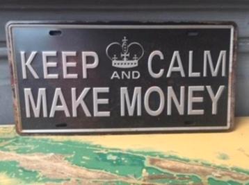 Wandbord tekstbord keep calm make money mancave bar pub beschikbaar voor biedingen
