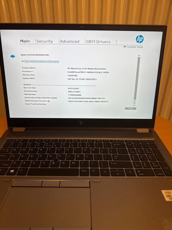 HP Z-Book Fury I7 G7 101085, Computers en Software, Windows Laptops, Zo goed als nieuw, 16 inch, 2 tot 3 Ghz, Ophalen of Verzenden