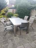 Tuintafel RVS onderstel, Tuin en Terras, Tuintafels, Ophalen, Gebruikt, Rechthoekig, Rvs