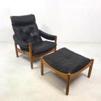 Noorse 60s Relaxfauteuil Scandinavische design mid century, Huis en Inrichting, Fauteuils, Ophalen, Gebruikt, 50 tot 75 cm, Leer