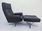 De Sede ds35 zwart leder fauteuil met hocker ottoman, Gebruikt, Ophalen of Verzenden