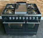 Luxe Fornuis Boretti 90cm antraciet met rvs beslag 5 pit, 60 cm of meer, Ophalen of Verzenden, Zo goed als nieuw, Energieklasse A of zuiniger