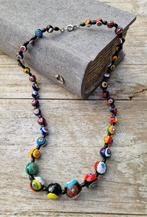 Murano Glass halsketting zwart & multi kleuren millefiori, Ophalen of Verzenden, Zo goed als nieuw, Overige kleuren, Overige materialen