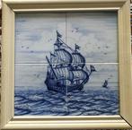 Tegeltableau Zeilschip (+1) – blauw - 2 x 2 tegels - vierkan, Ophalen of Verzenden