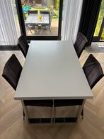 Eetkamerset witte tafel met zwarte stoelen, Huis en Inrichting, Ophalen, Zo goed als nieuw