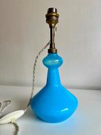 Vintage Opaline Glas Tafellamp Turquoise Bajonet Fitting 50s, Antiek en Kunst, Ophalen of Verzenden