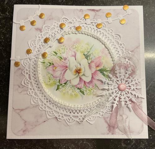 Wenskaarten met haakwerk. Bloemen, Hobby en Vrije tijd, Kaarten | Zelfgemaakt, Nieuw, Overige thema's, Ophalen of Verzenden