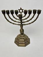 # Antiek messing 9 armige joodse kandelaar chanoeka, Antiek en Kunst, Antiek | Kandelaars, Ophalen of Verzenden, Koper of Brons