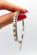 14 karaat witgouden armband met parels en diamanten ca.1.75., Ophalen of Verzenden, Goud, Armband, Met edelsteen
