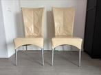 2 Nette Eetkamerstoelen | Leer | Ivoor Wit, Ophalen, Leer