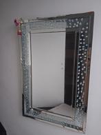 Mooie rechthoekige spiegel met kristallen rand, Huis en Inrichting, Woonaccessoires | Spiegels, 100 tot 150 cm, Ophalen of Verzenden