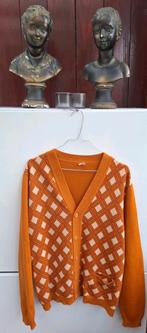 Vintage vest, maat 36/38 - S/M - oranje - geel ruitje -, Maat 38/40 (M), ,, Oranje, Ophalen of Verzenden