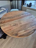 Ronde eettafel mangohout, Huis en Inrichting, Tafels | Eettafels, Ophalen, Rond, Zo goed als nieuw, Vijf personen of meer