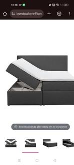 Box spring combinatie met opbergruimte. 1,60 2. LeenBakker, Ophalen, Fake leather, Zwart, Tweepersoons